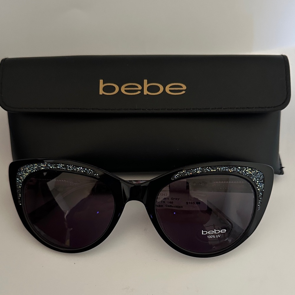 Bebe Black Sparkle Cat-Eye Sunglasses